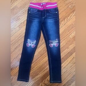 Kids Dark Blue Jeans with Butterfly Embellishment